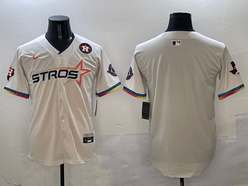 Men Houston Astros Blank Cream Fourth generation Joint Name 2025 Nike MLB Jersey style 4141->houston astros->MLB Jersey